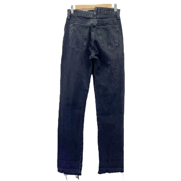 Agolde Criss Cross Straight Jeans in Shambles Black Wash Raw Hem Women’s Size 24 - Picture 3 of 16